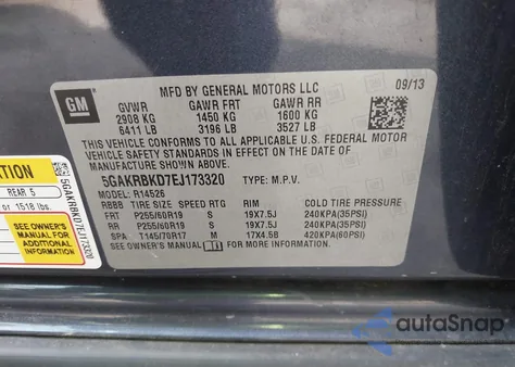 2014 Buick Enclave Leather z USA, uszkodzony, nr VIN 5GAKRBKD7EJ173320